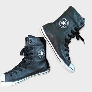 Leather high top converse black classic size 6.5